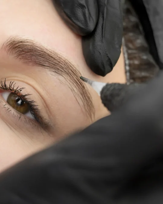 Detalle de trabajo de micropigmentación en cejas